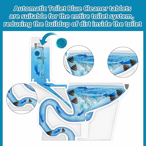 Miniatura 3 de G  PEH Tabletas limpiadoras azules para inodoro paquete de 108 tabletas limpiadoras automáticas de inodoro, limpiadores de baño multiusos, tanque