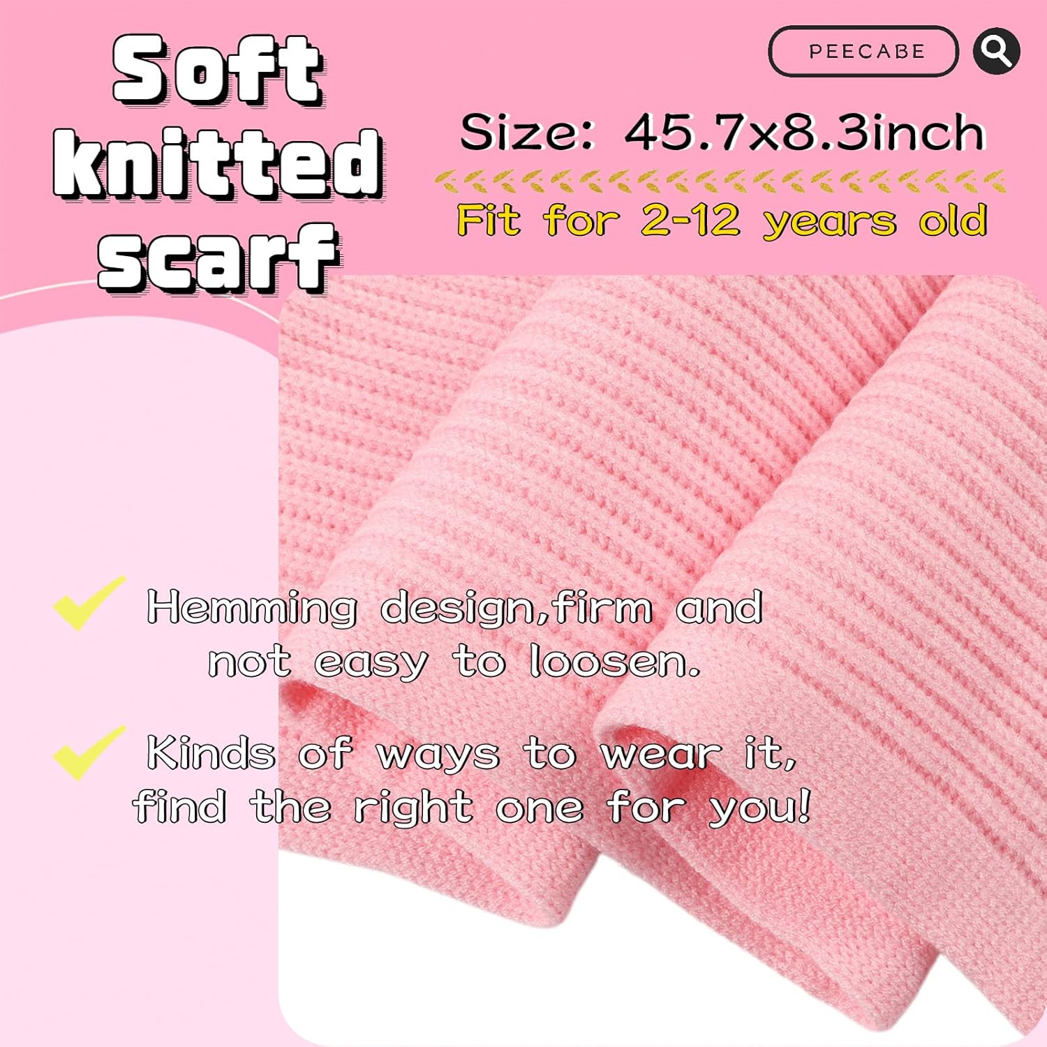 Peecabe Kids Scarf Soft Warm Knit Neck Warmer Winter Classic Scarf for Boys Girls - Image 6