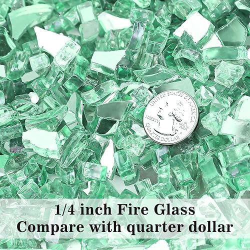 Miniatura 3 de GRISUN Vidrio de fuego dorado para hoguera, rocas de vidrio templado reflectante de 14 de pulgada de alto brillo para chimenea natural o propano,