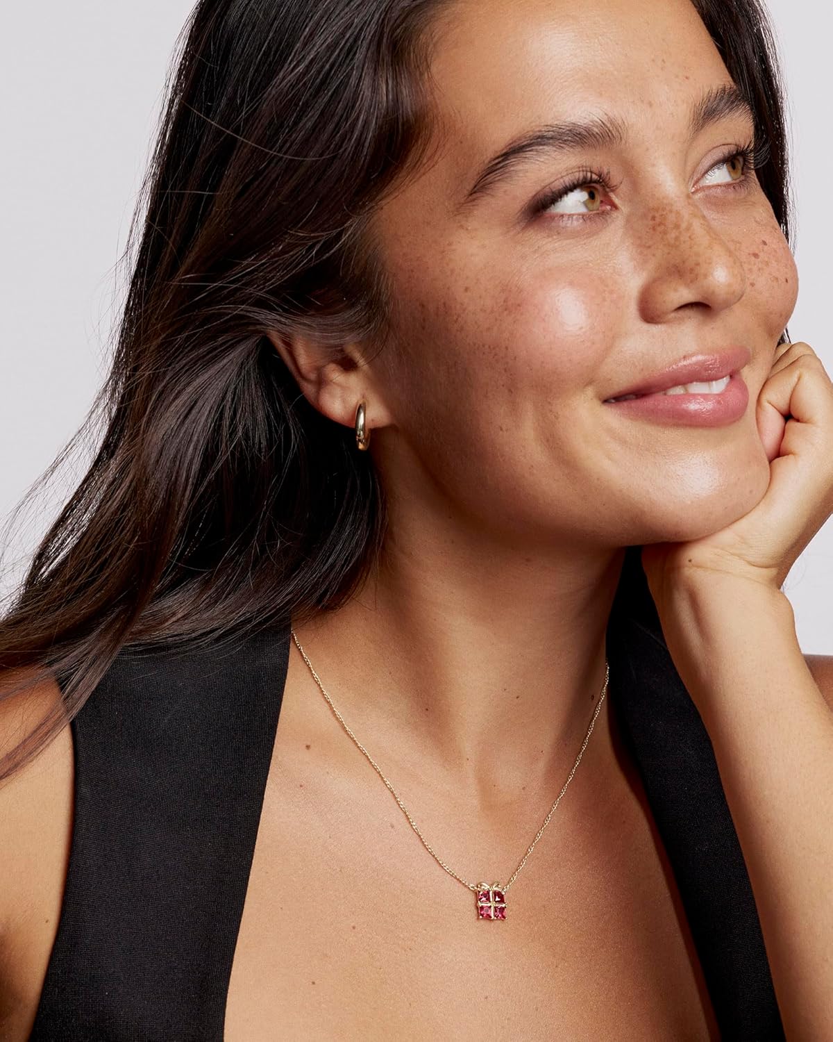 Kendra Scott Present Short Pendant Necklace, Red Crystal, 14k Gold-Plated Brass, Fashion Jewelry for Women - Image 3