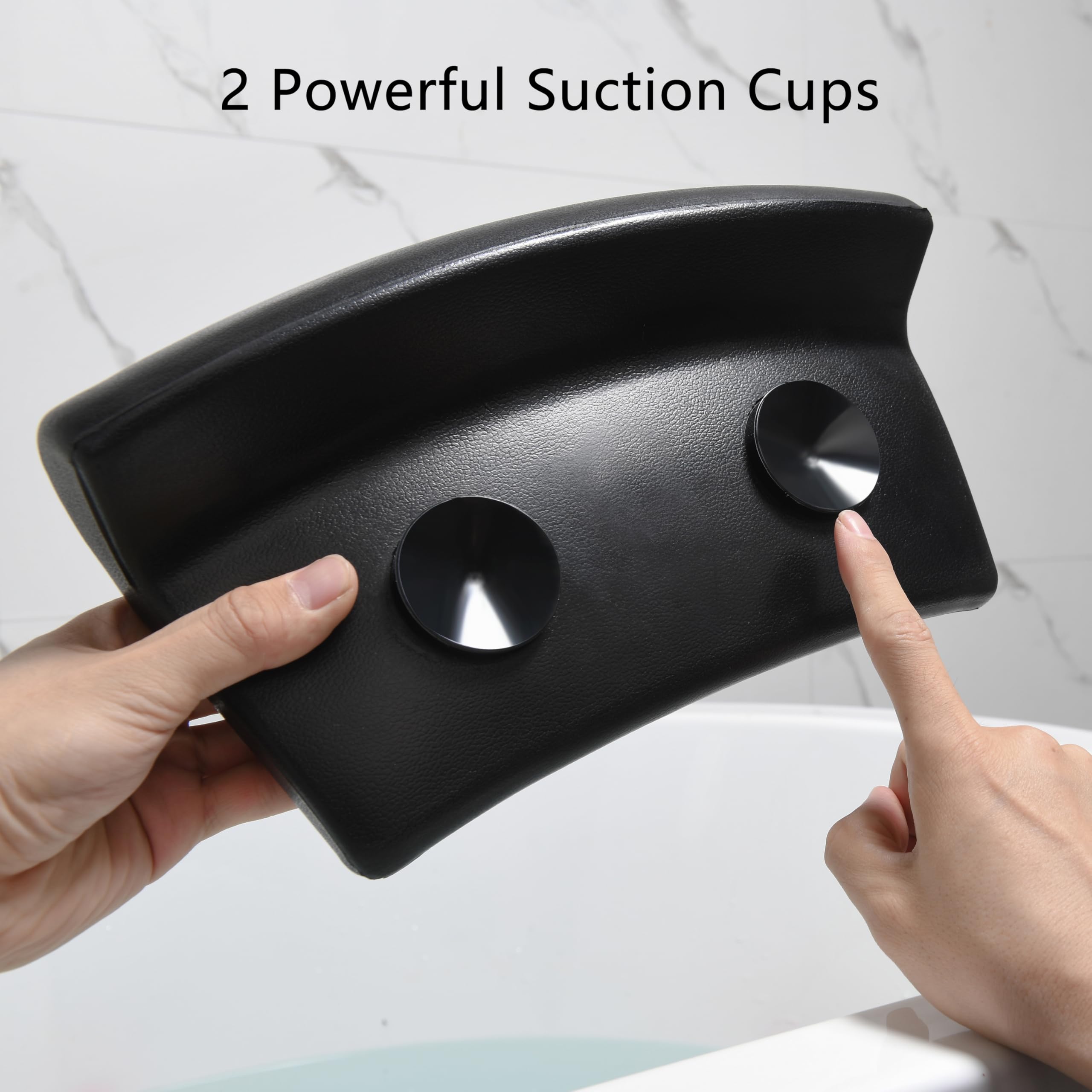 Almohada de Bañera Ergonómica con Ventosas Antideslizantes - Cojín Impermeable para Soporte Cervical, Confort y Relajación en el Baño o SPA en Casa - Color Negro