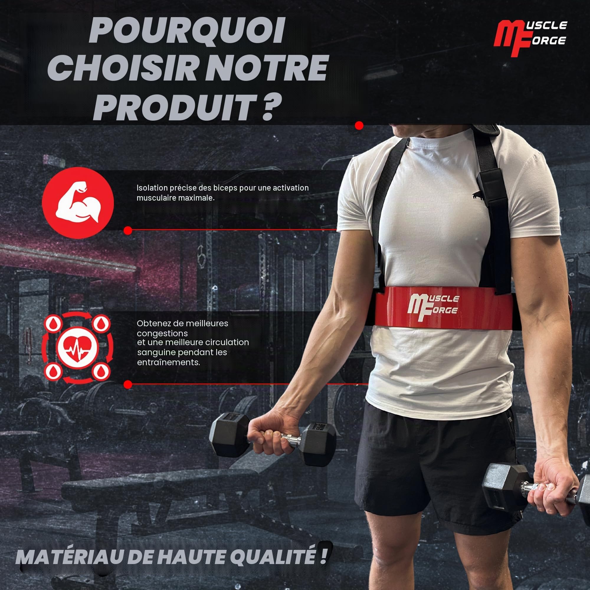 Arm Blaster, Isolateur de Biceps pour Une Isolation optimale des Biceps et des Muscles du Bras, Blaster de Biceps pour Le Bodybuilding & Les Sports de Force