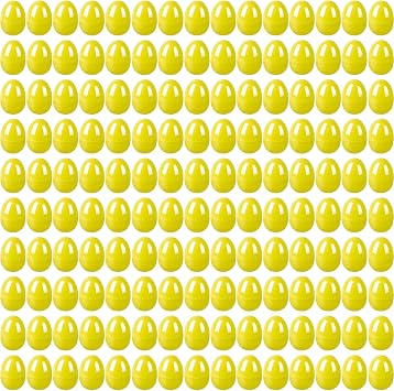 150 Pcs Easter Eggs Plastic Fillable Easter Eggs Bulk Empty Blank for Easter Basket Stuffers Fillers Easter Theme Party Favor Easter Hunt Stuffers Classroom Prize Yellow