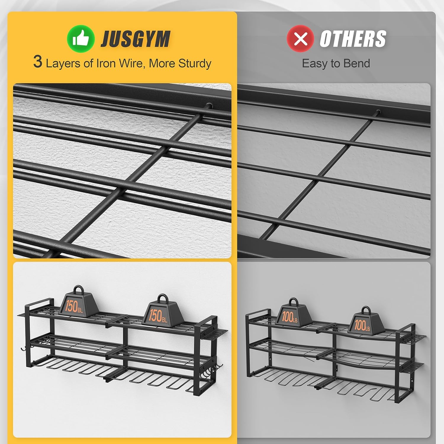 45-Inch x 45-Inch Overhead Garage Storage Rack Power Tool Organizer Wall Mount
