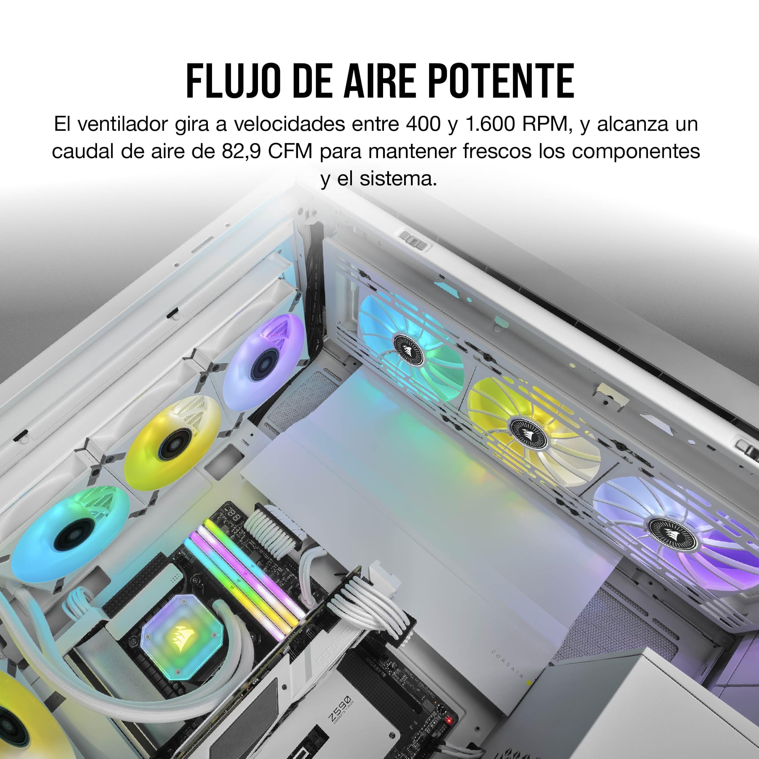Corsair iCUE ML140 RGB ELITE Ventilador PWM (Tecnología AirGuide de Corsair, Cojinete de Levitación Magnética, Bajo Nivel de Ruido, iCUE Lighting Node CORE Incluido) Paquete Doble - Blanco