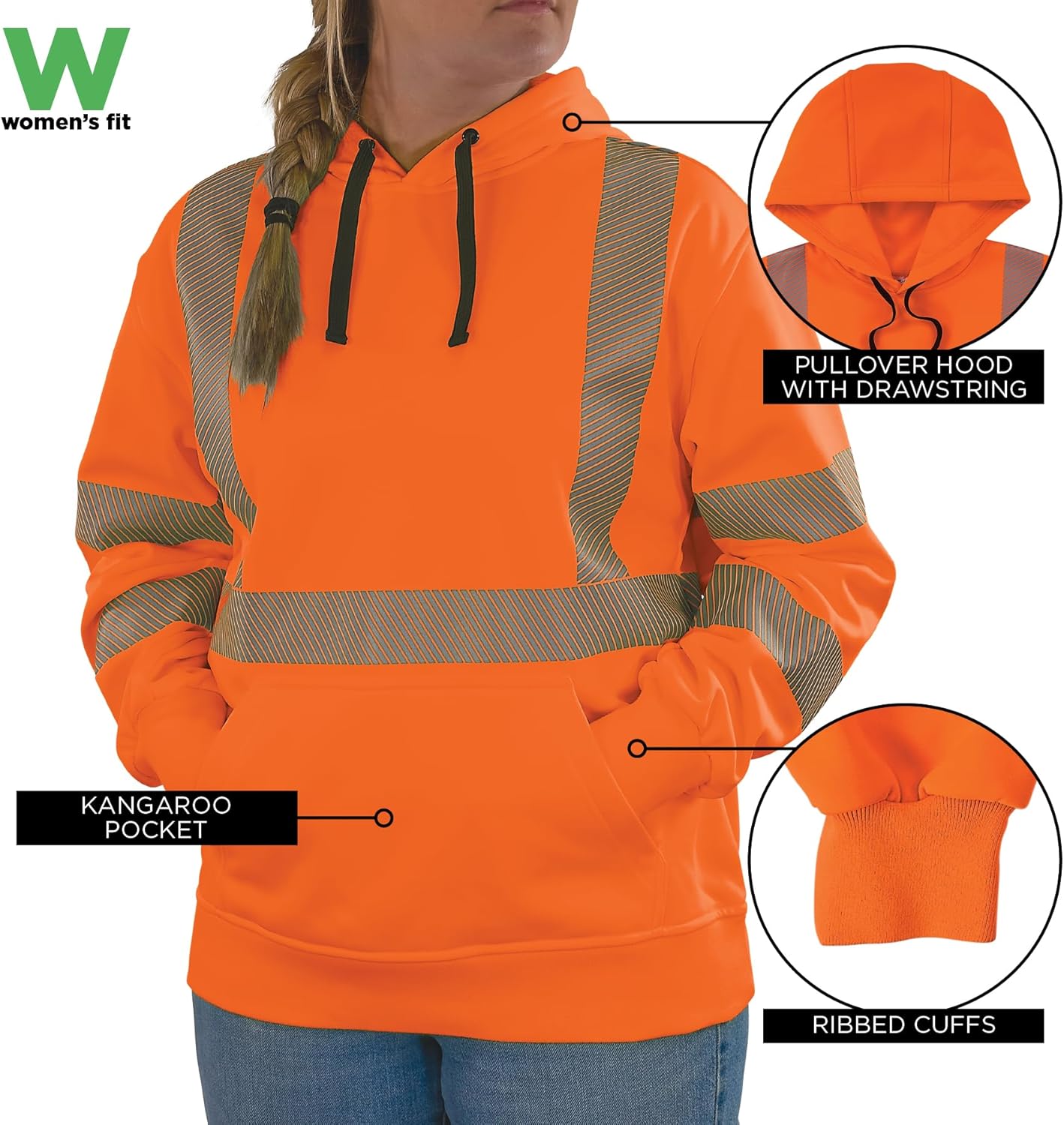 Ergodyne Women's Glowear 8304w Women’s Performance Hi-vis Hooded Sweatshirt - Type R, Class 3