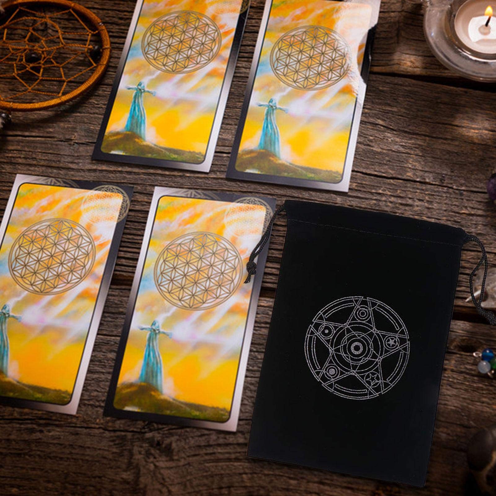 MEYANG Pochettes Tarot Carte, Carte Tarot Velours Pentagramme, Rangement Paquet Cordon, Mystérieux Rangement pour CarteTarot Divination Magie Noire MEYANG Pochettes Tarot Carte, Carte Tarot Velours Pentagramme, Rangement Paquet Cordon, Mystérieux Rangement pour CarteTarot Divination Magie Noire