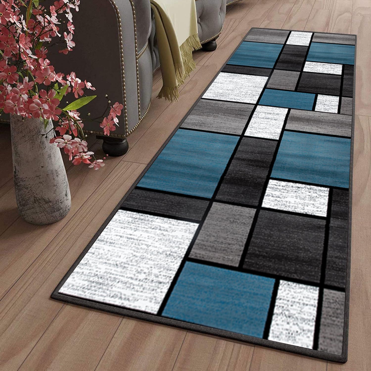 Tapis entree interieur motifs geometriques fini les glissades avec ce dossier antiderapant