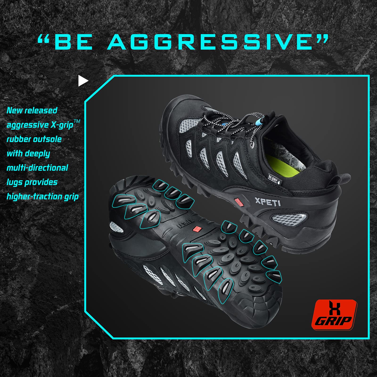 XPETI Men’s Pathfinder Low Stretch Waterproof Hiking Shoes (Brown)