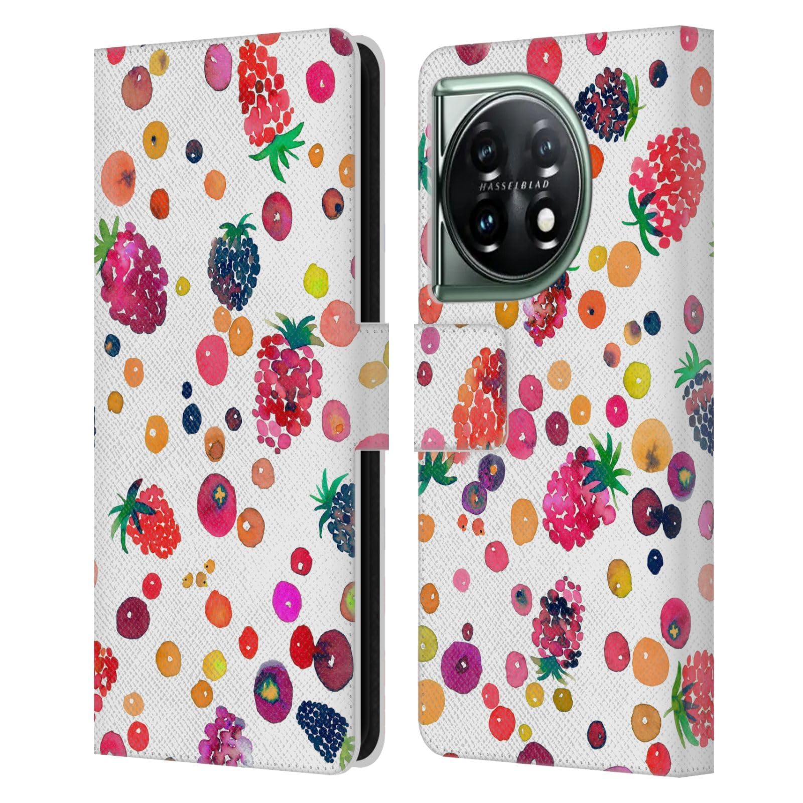 Head Case Designs Officially Licensed Ninola Berries Floral 2 Leather Book Wallet Case Cover Compatible With OnePlus 11 5G