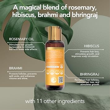 Ayurvedic Therapy Rosemary Hair Growth Oil - Brahmi Bhringaraj & Amla. Rosemary Hair Oil for Hair Growth, Strength & Scrapcare Hair Loss & Anti-Frizz Hair Oil 3 Pack