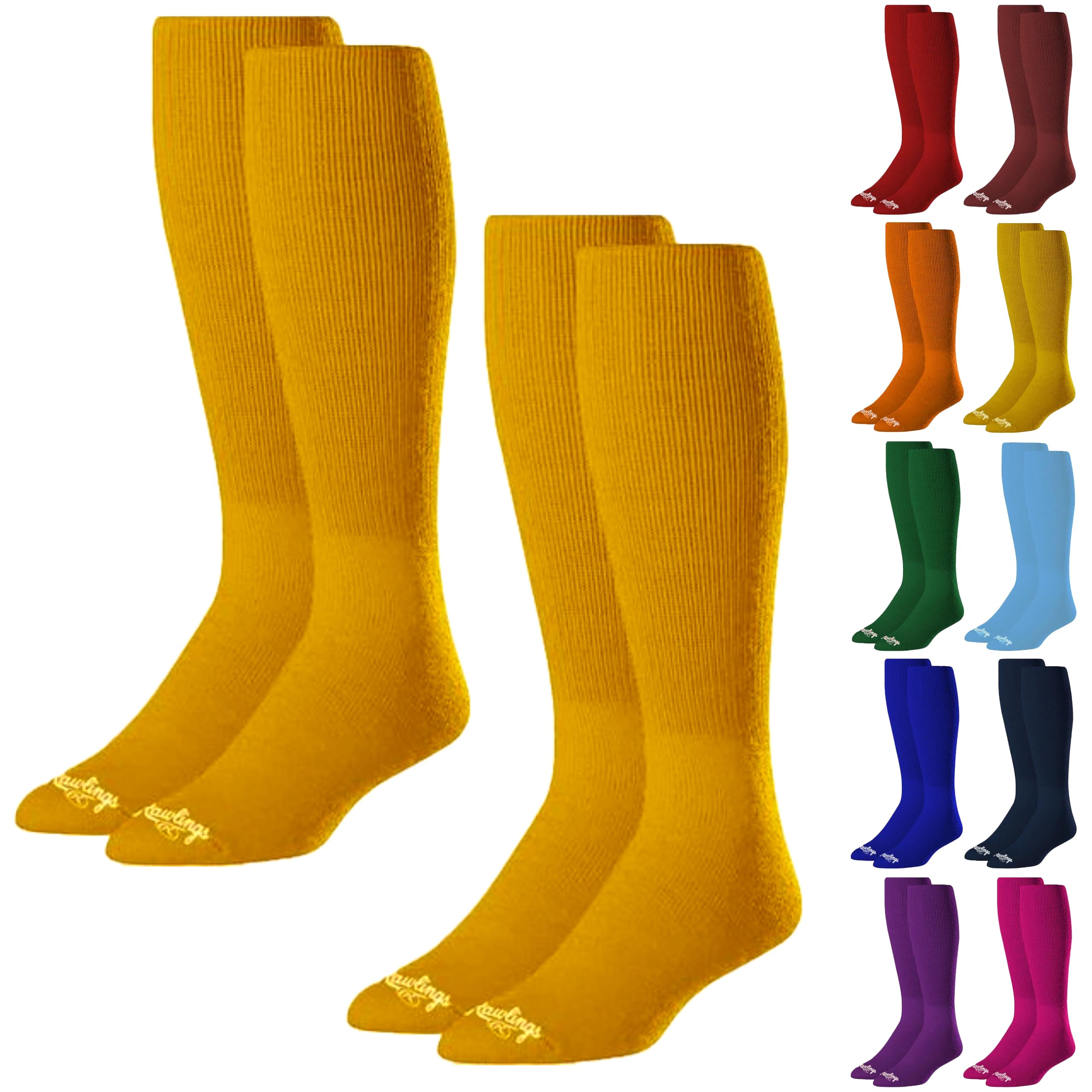 Rawlings | 2 Pair | Athletic Socks | Baseball/Softball | Multiple Sizes/Colors