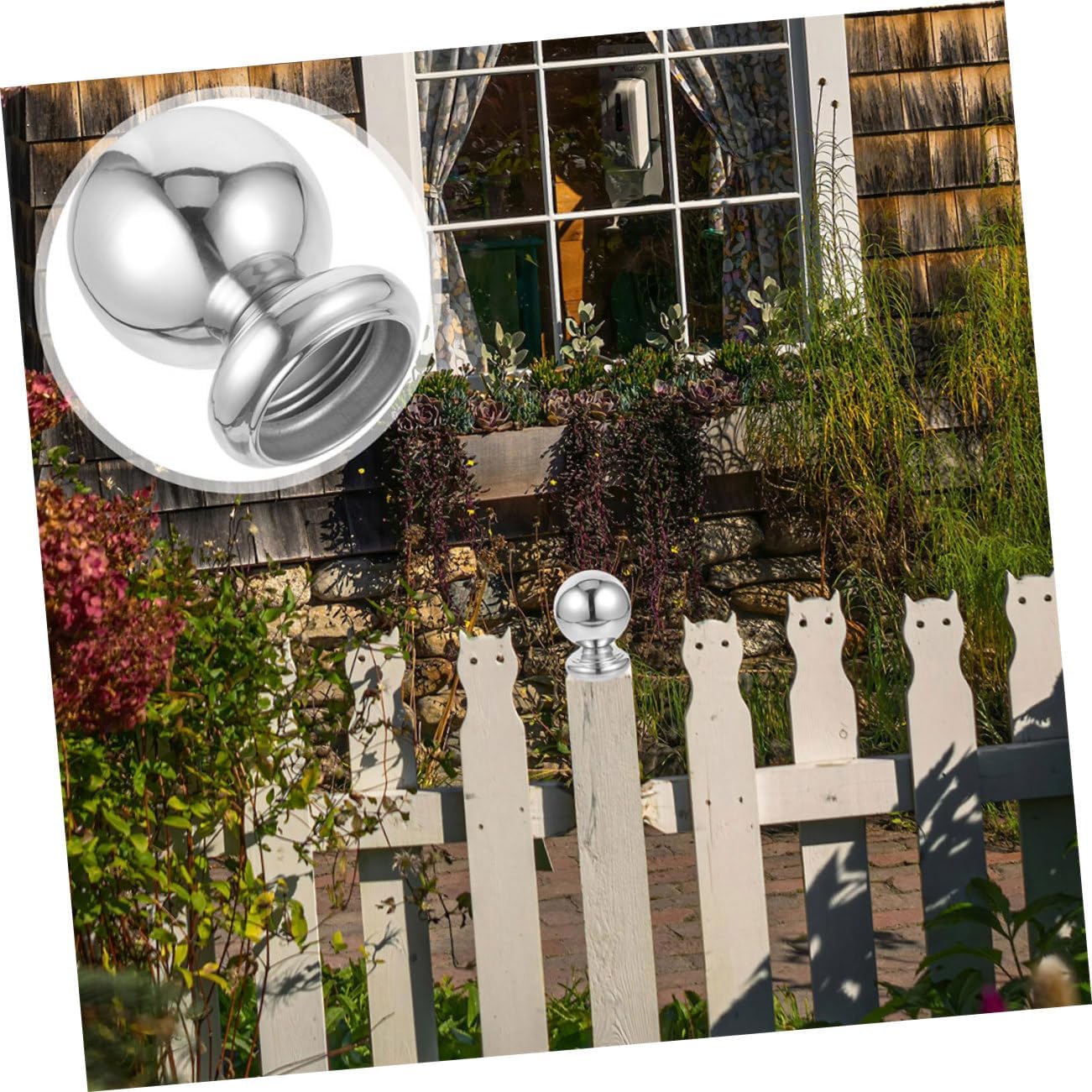 5pcs Garden Fence Topper Decorative Hollow Metal Post Cap Sphere for Enhanced Fence and Easy Installation Stainless Steel Finial Accessory for Outdoor Spaces