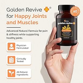 UpWellness Golden Revive + Joint Support Supplement Featuring Turmeric with Black Pepper, Quercetin, and Magnesium- Turmeric Boswellia Supplement - 6 Active Ingredients - 60 Capsules, 3 Pack