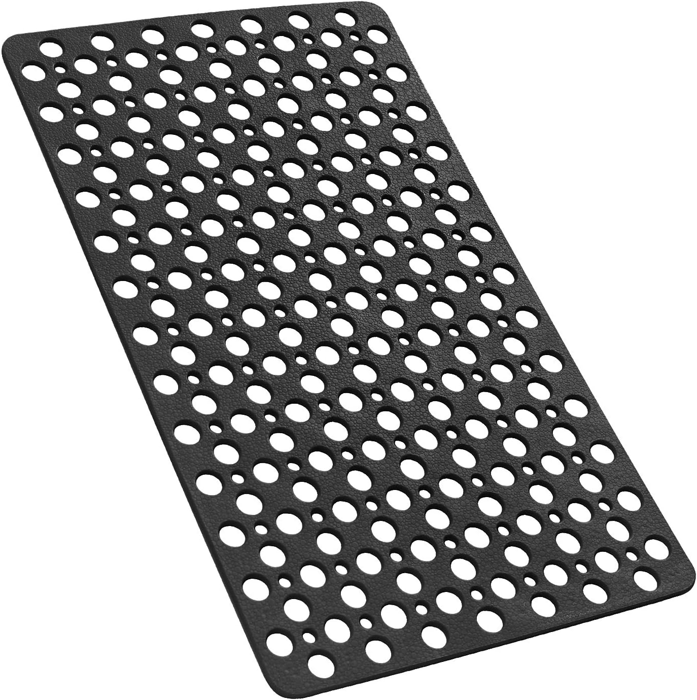 YINENN Bathtub Mat Non Slip with Suction Cups, TPE Shower Mat and Phtahlate Latex Free, Machine Washable Bath Mat for Tub, Soft Bathroom Mats with Drain Holes 30 x 17 Inch (Black) : Home & Kitchen