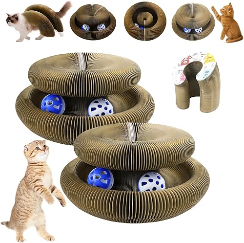 Jaxbo 2PCS Magic Organ Cat Scratching Board, Interactive Scratch Pad with a Ball