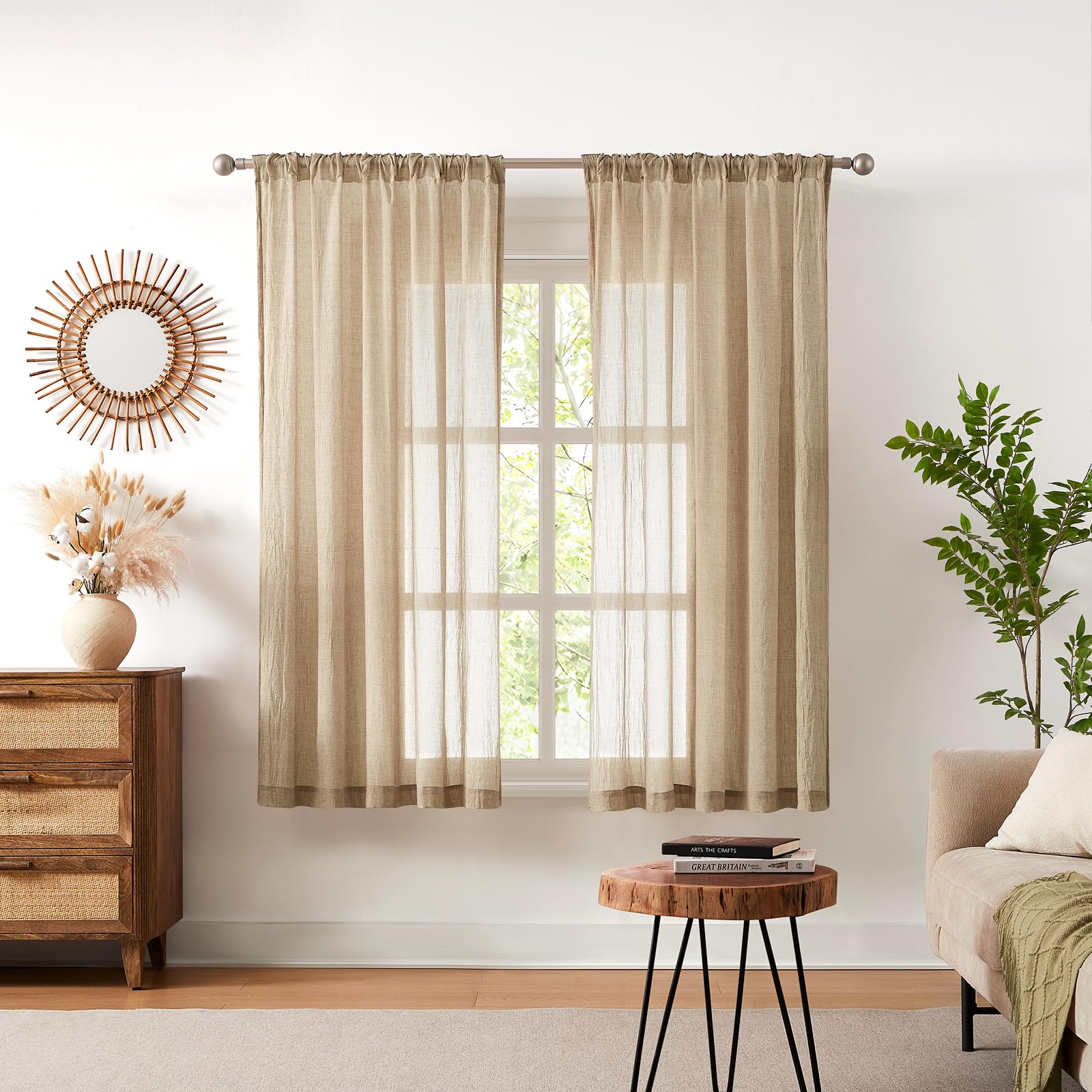 Melodieux Lot de 2 Rideaux décoratifs aérés pour Chambre à Coucher