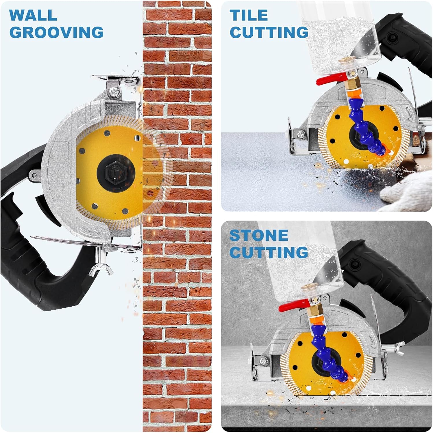 MXBAOHENG Cortadora de Azulejos Electrica con 2 hojas de sierra de 103 mm 1000 W Sierra Circular para Cortar Azulejos, Ajuste del ángulo de 0-45°, Ajuste de Profundidad 0-34 mm, con Depósito de Agua