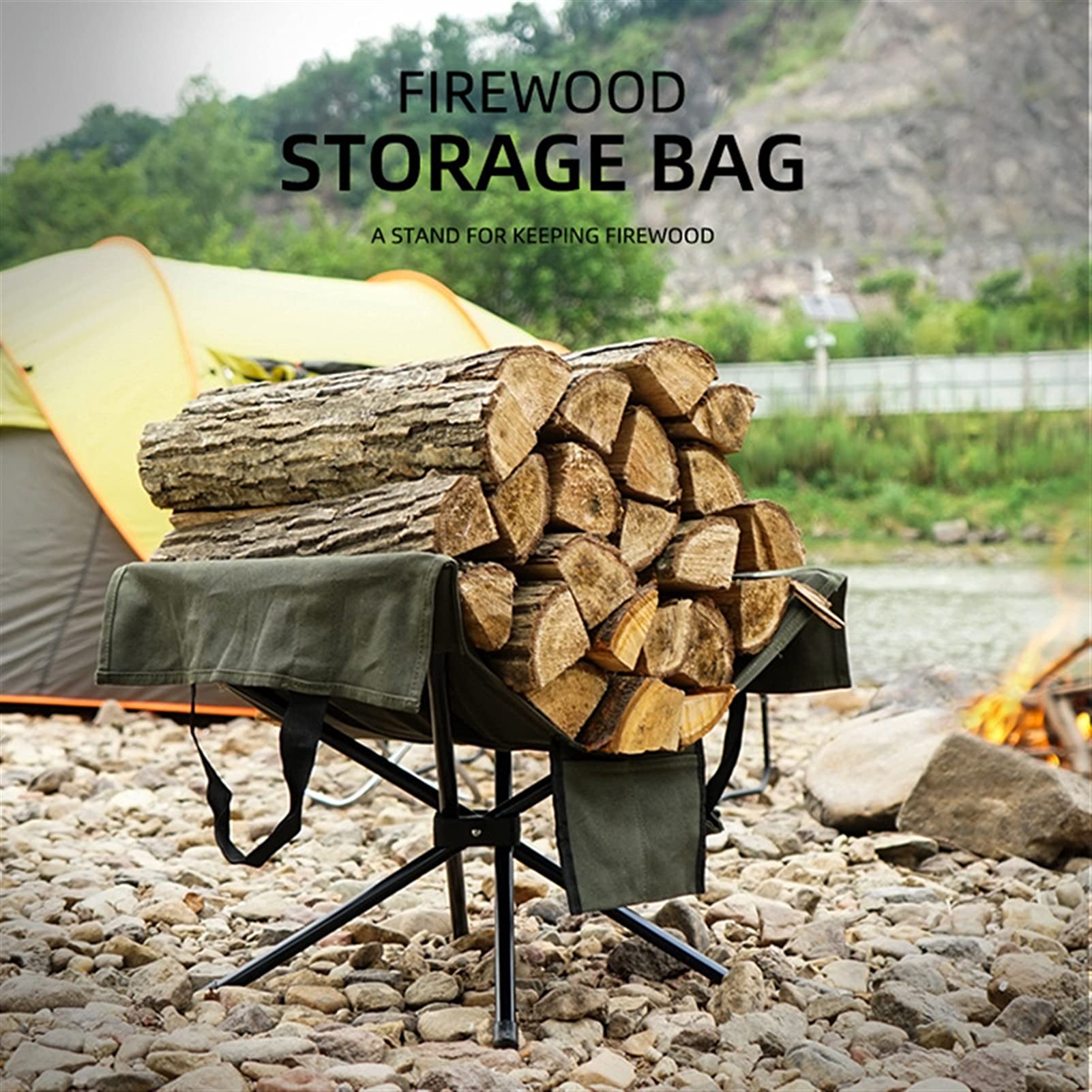 Firewood Log Carrier Bag - Trwałe płótno do przechowywania na kemping, Fireplace Wood Holder, duża składana torba do kosza dzienników