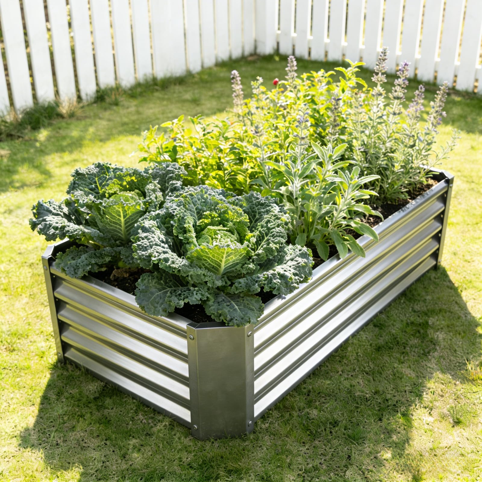 VERFARM Hochbeet-Set aus Verzinkter Metall, Pflanzbeet Hochbeete für Garten, Hochbeete-kit für Gemüse Blumen Sukkulenten Kräuter, Blumenbeet & Pflanzentrog, Rechteckig, Schwarz