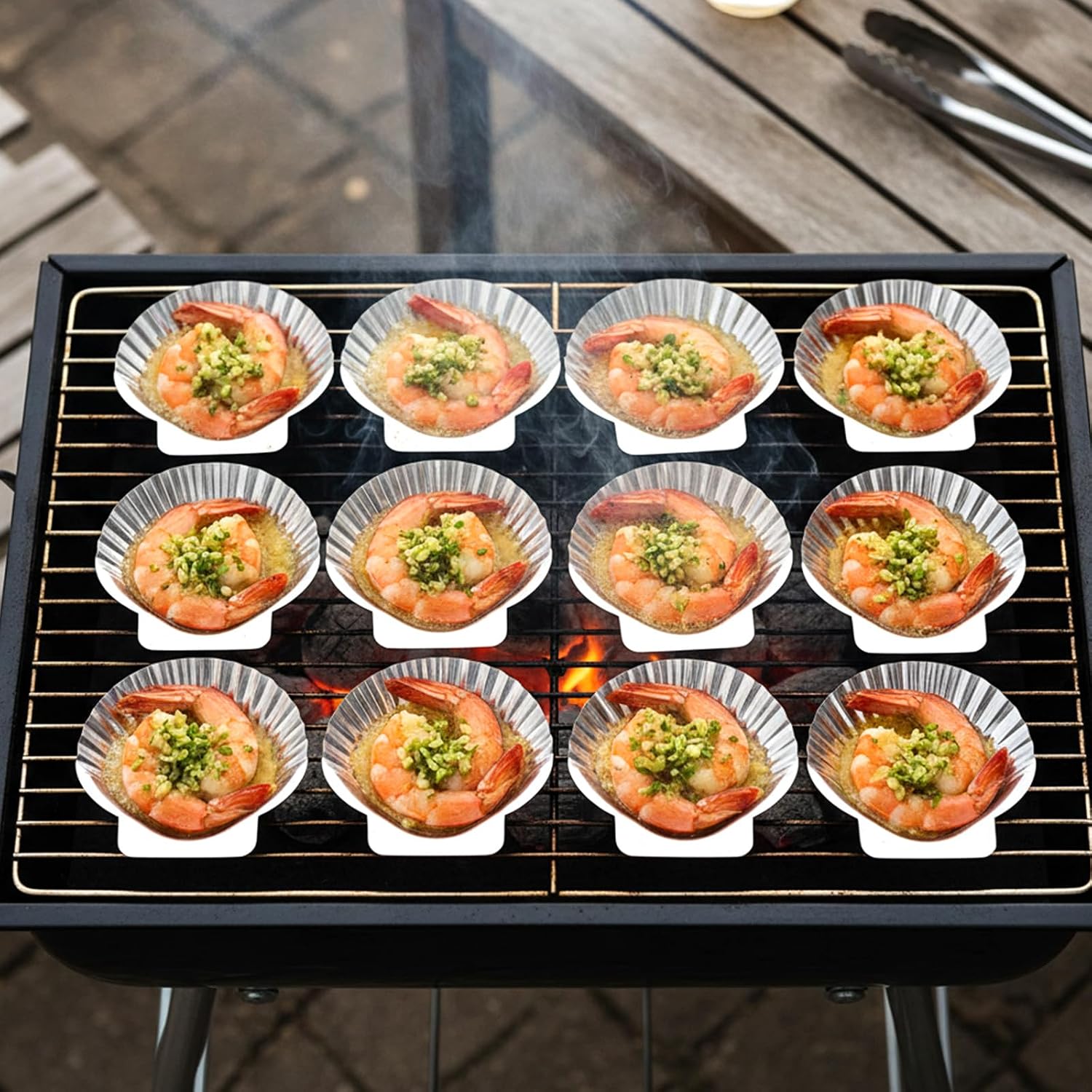 30 Pcs Stainless Steel Grillable Shells Reusable Oyster Shells Baking Dishes for Grilling, Broiling, and Serving Seafood Appetizers like Clams, Scallops, and Shrimp, 3.5 Inch Silver Platters