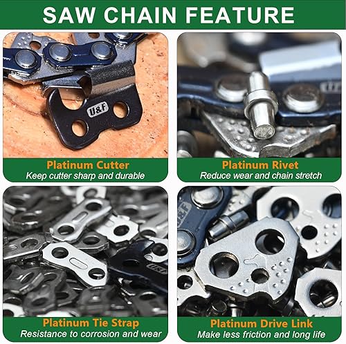 Miniatura 5 de UPFOREST Paquete de 3 cadenas de motosierra de 20 pulgadas, calibre de 0.050 pulgadas, paso de 38 pulgadas, 70 eslabones de transmisión para