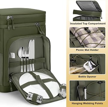 30L Cooler Backpack, Large Insulated Leakproof Picnic Backpack, Waterproof Cool Bag Rucksack for Camping/Hiking/BBQ