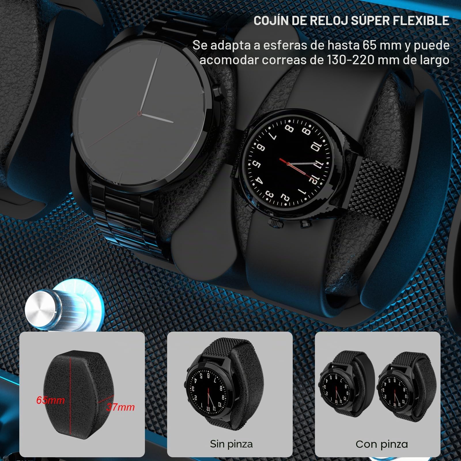 XTELARY Devanadera de Reloj Automática, Movedor automático de Relojes de Lujo para 2/3/4/6/8 Relojes, con 4 Modos