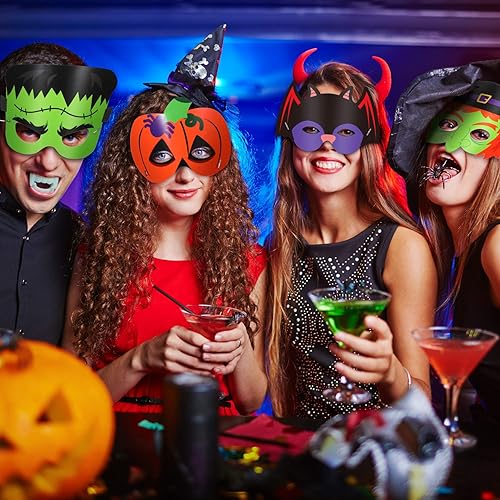 Miniatura 6 de Blulu 12 piezas de máscaras de Halloween para niños, recuerdos de Halloween, máscara facial, disfraces, suministros de disfraces