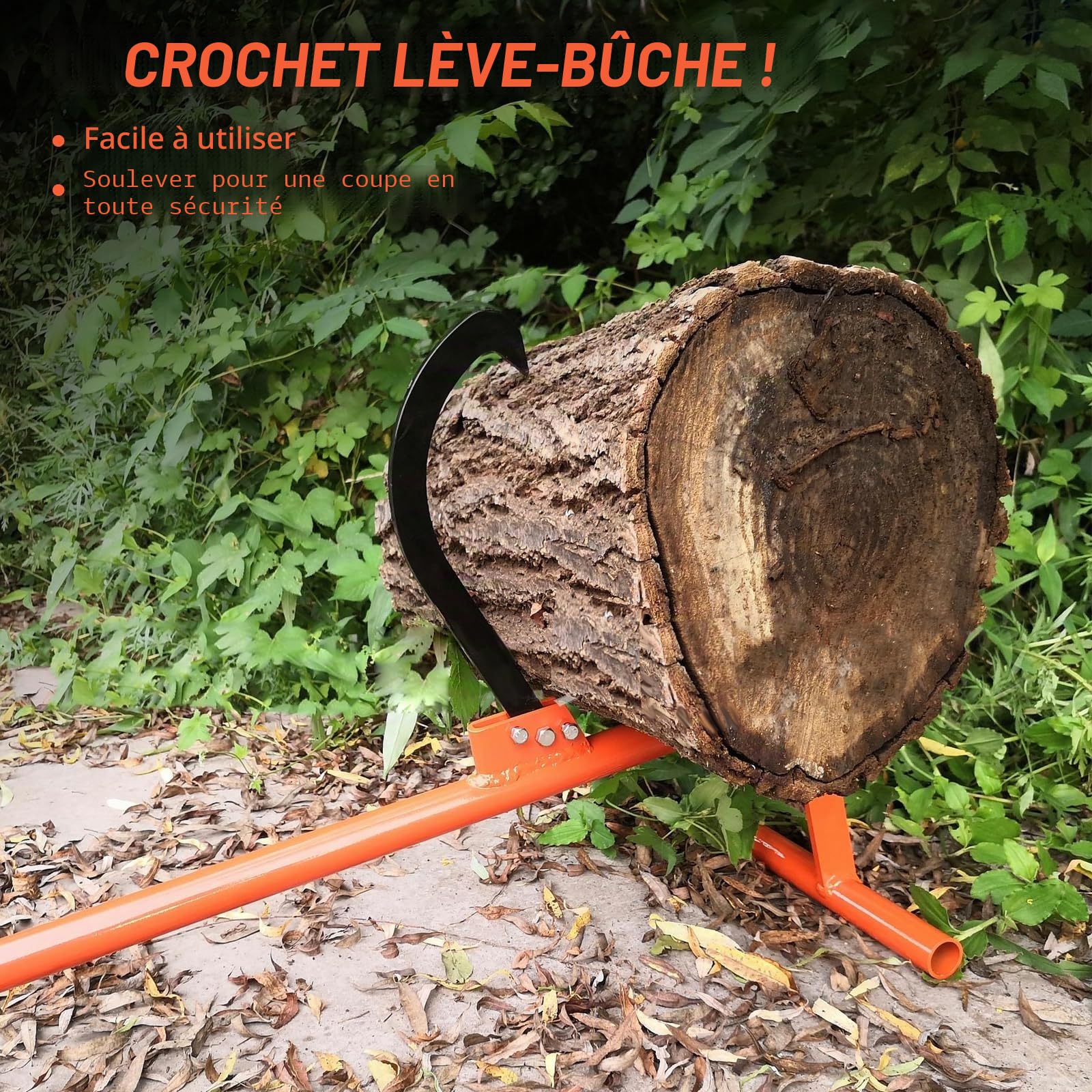 Levier d'abattage 130 cm, levier à bois, levier d'abattage avec crochet pivotant, ouverture max 32 cm, levier à grume forgé avec crochet pivotant et poignée antidérapante, levier pour l'abattage