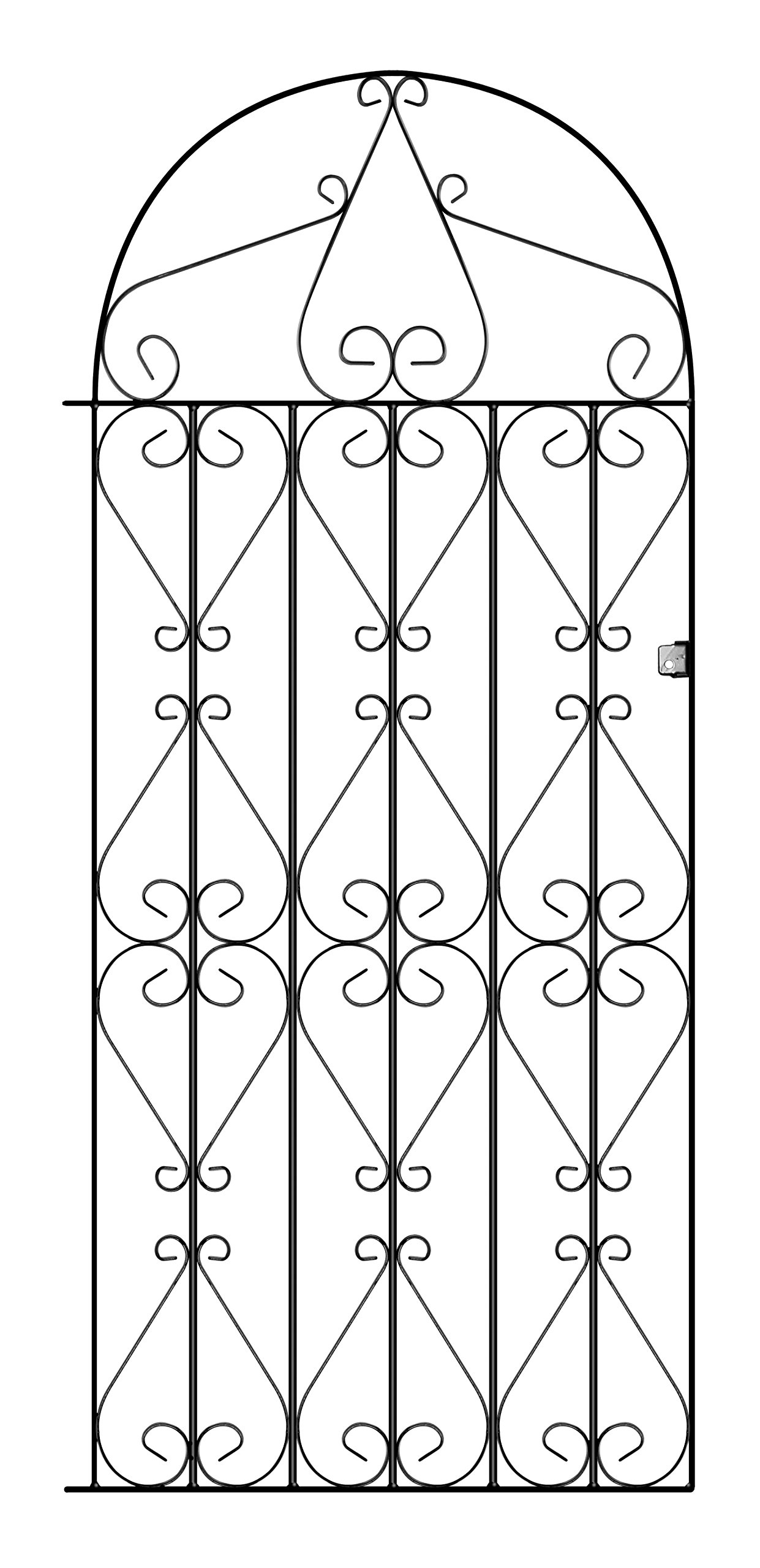 Black Regent Scroll Tall Bow Top Metal Garden Gate Galvanised Wrought Iron Style Swing (914Mm Gap X 1830Mm High Rbzp42)