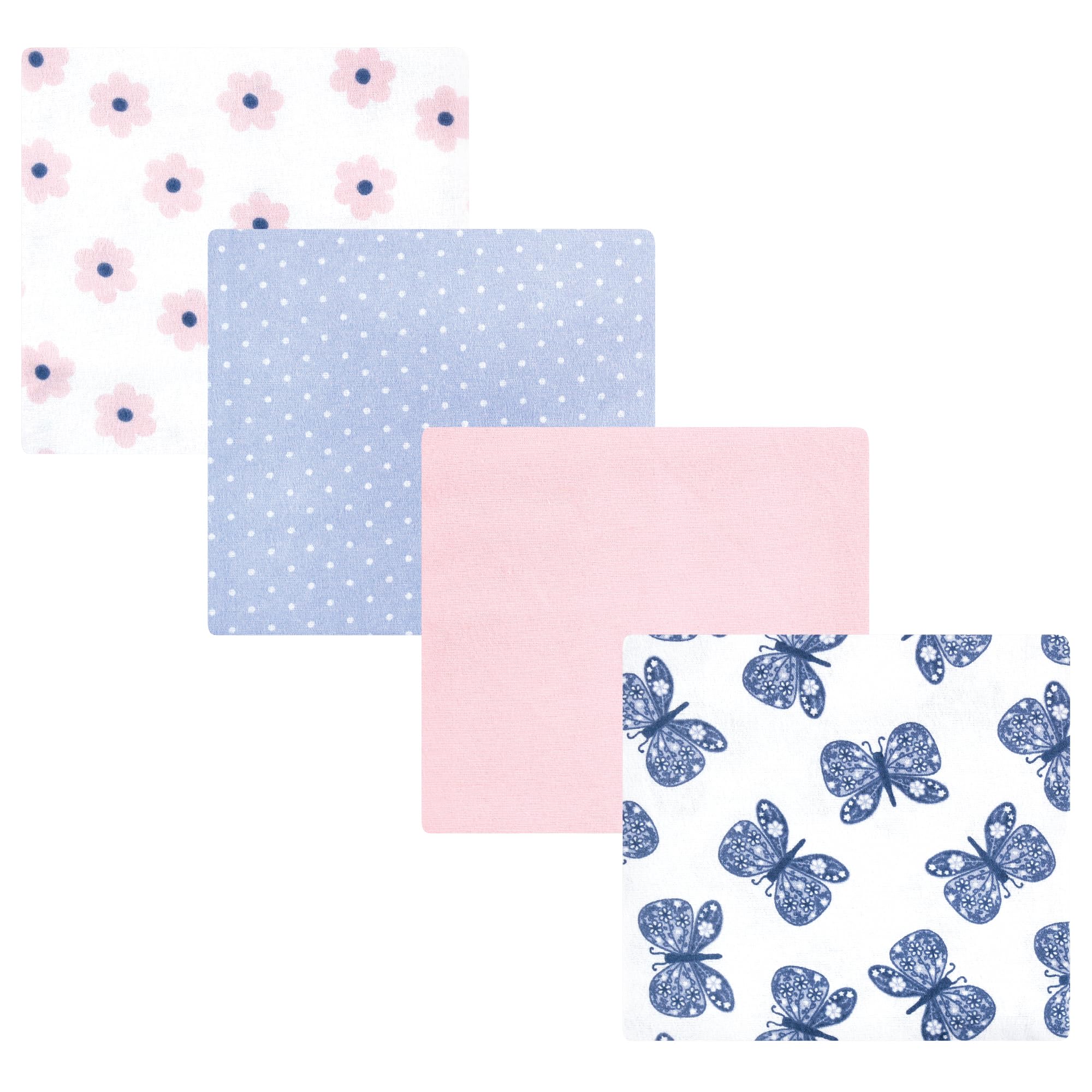 Hudson Baby Unisex Baby Cotton Flannel Receiving Blankets 4-Pack, Beautiful Butterfly, One Size