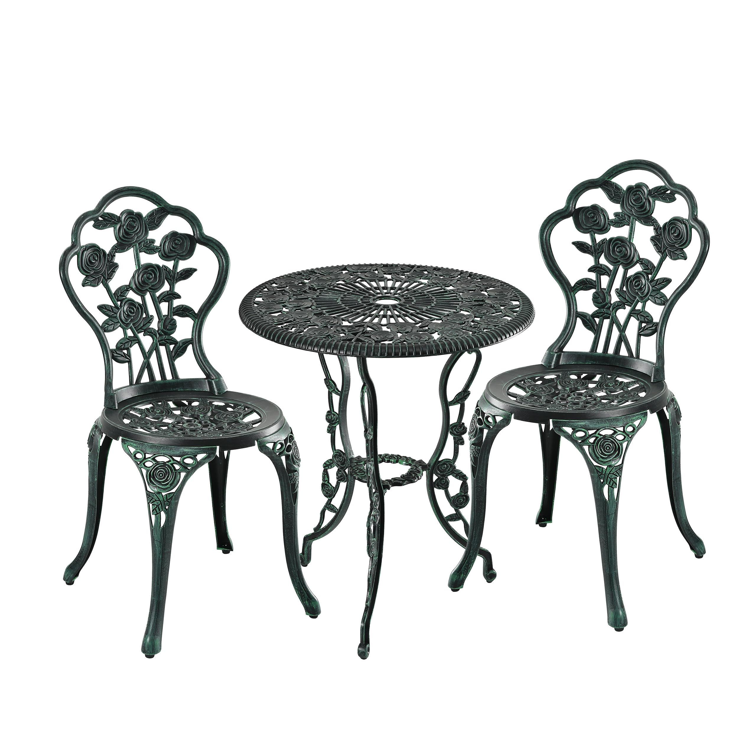 Relaxdays Set da Bistrot da 3, Tavolino da Giardino, 2 Sedie, Balcone, Stile Ferro Battuto, in Alluminio, Vari Colori