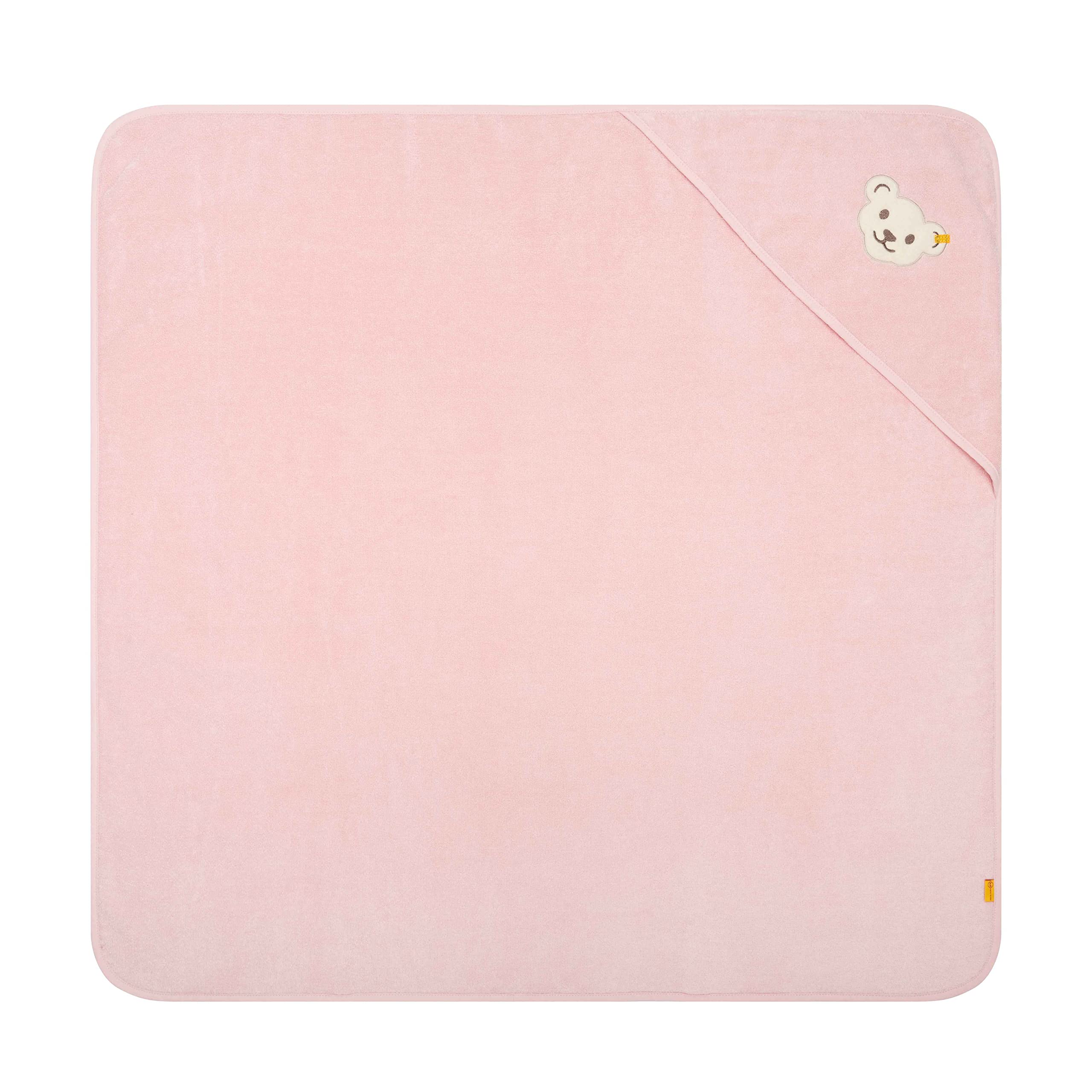 Steiff Badetuch mit Kapuze rosa Silver Pink, flauschig-weicher Frottee trocknet und verwöhnt zarte Haut, strapazierfähige Einfassungen, mit Kapuze für extra Wärme