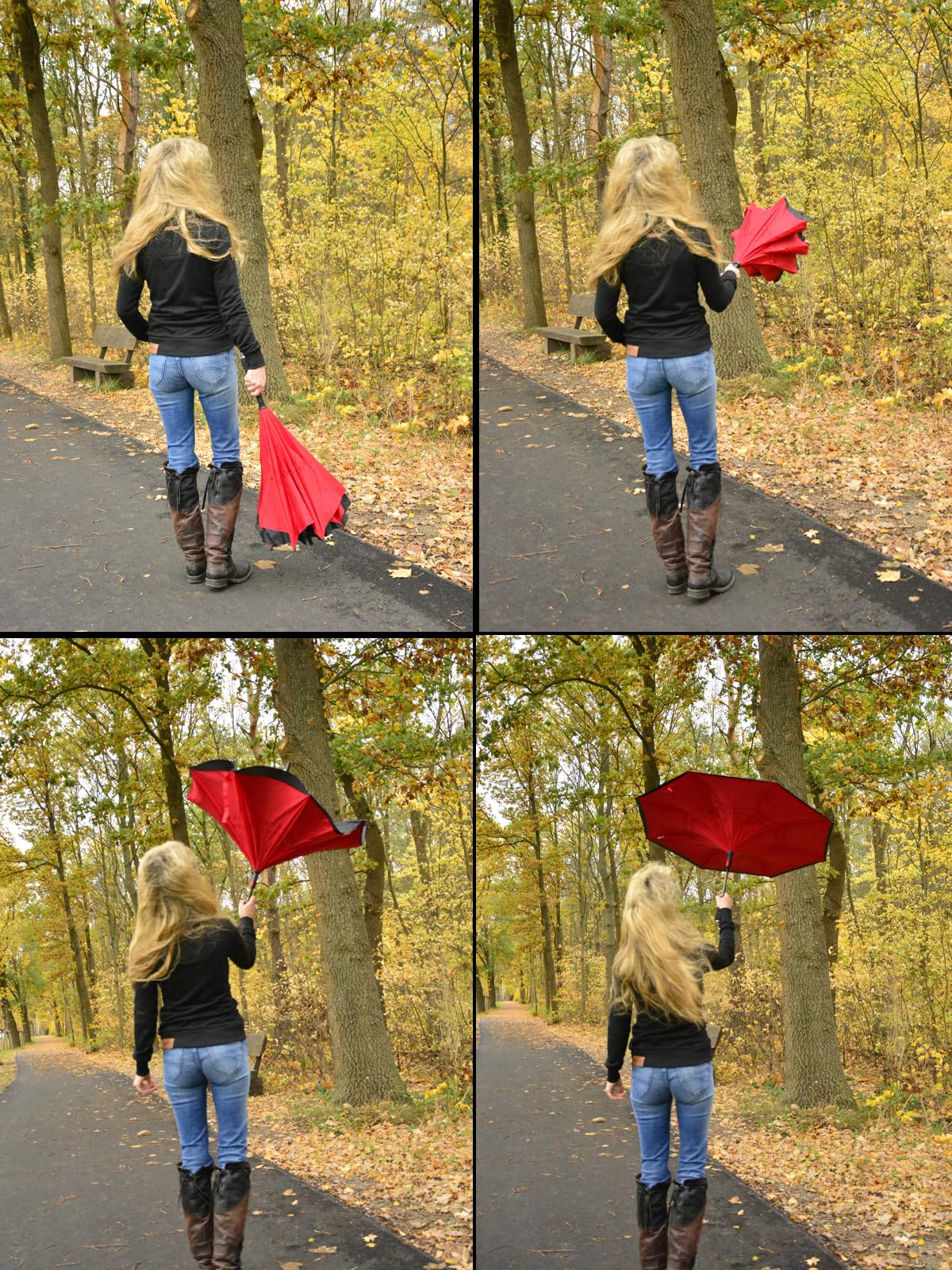 iX-brella Umgekehrter Regenschirm mit automatischer Öffnung auf der Rückseite