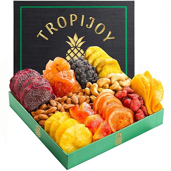 Dry Fruits Gift Box – 11 Tropical Flavors - Diwali Gifts for Friends | 20oz Soft Dried Fruit Basket Gift Baskets for Women - Dried Fruits and Nuts | Fruit Baskets for Delivery | Food Gifts for Women