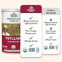 Vista 4 de ORGANIC INDIA Polvo de cáscara de psyllium orgánico entero, suplemento de fibra de cáscara de psyllium, apoyo a la digestión, vegano, sin gluten