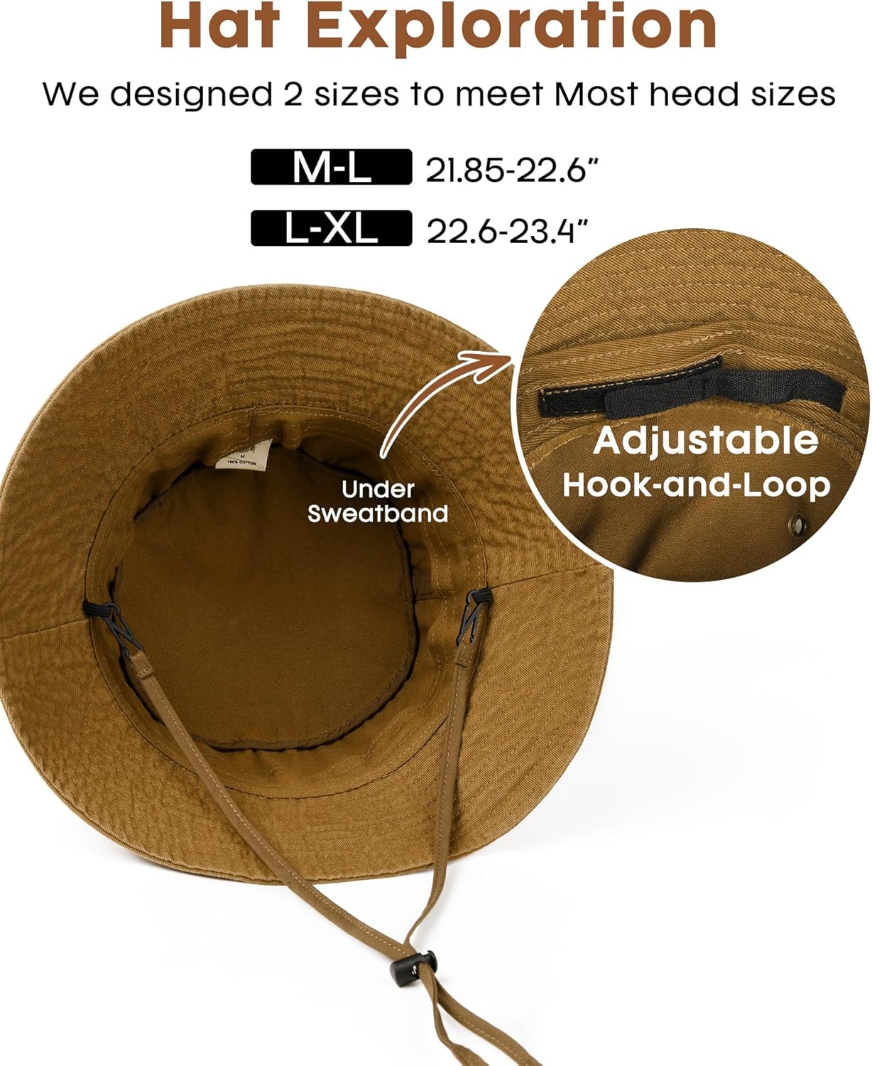 FURTALK Bucket Hats for Women Washed Cotton Packable Summer Beach Sun Hats Bucket Hat with Strings for Travel - Image 4