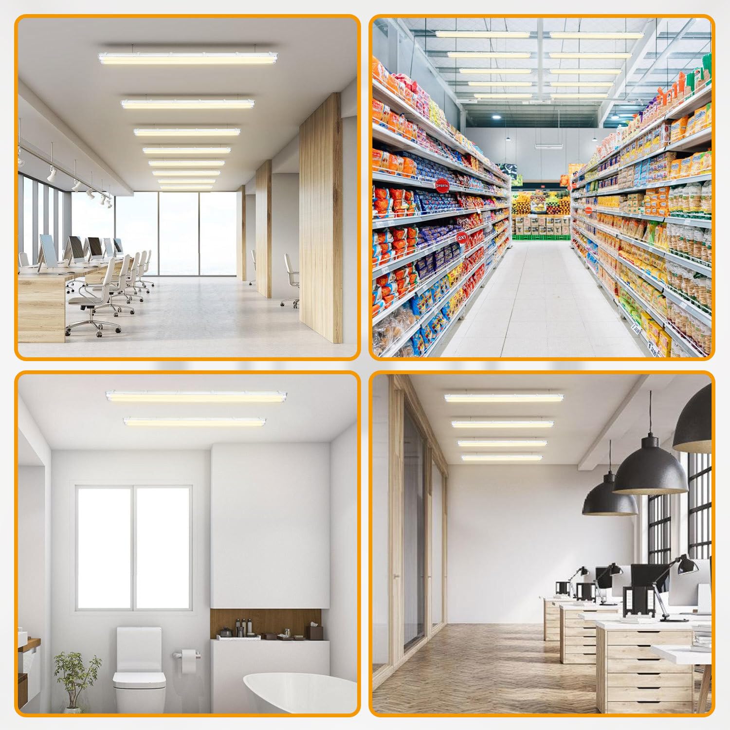 6er Set 120cm LED Feuchtraumleuchte, IP65 Wannenleuchte Gehäuse inkl. 18W T8 Röhren (1800lm), 4000K Neutralweiß, Deckenlampe für Garage & Werkstatt