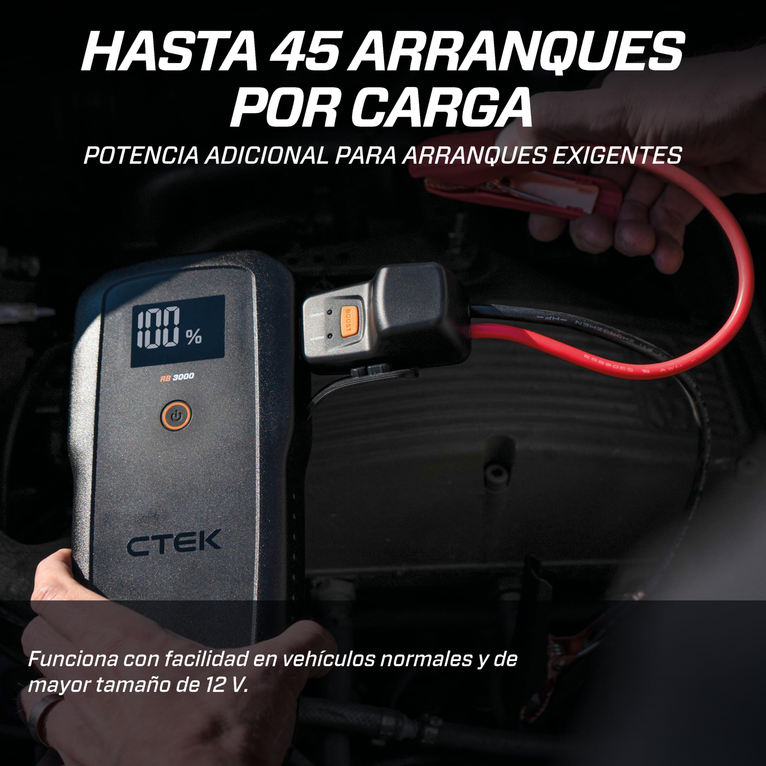 CTEK RB 4000 Arrancador Portátil – Corriente Máxima de Batería 4000A, Booster para Baterías de 12V en Vehículos Diésel y Gasolina