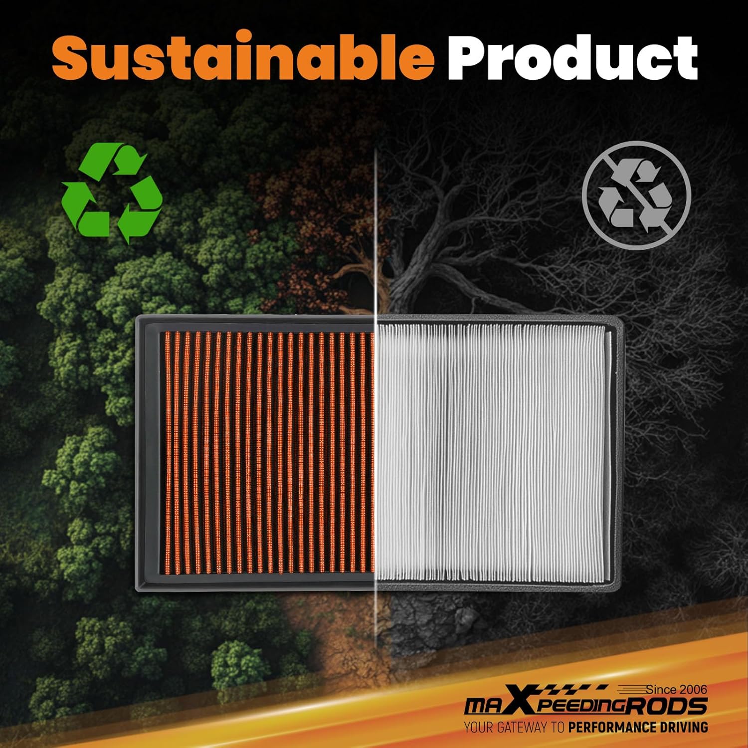 maXpeedingrods High Performance Engine Air Filter, Washable &amp;