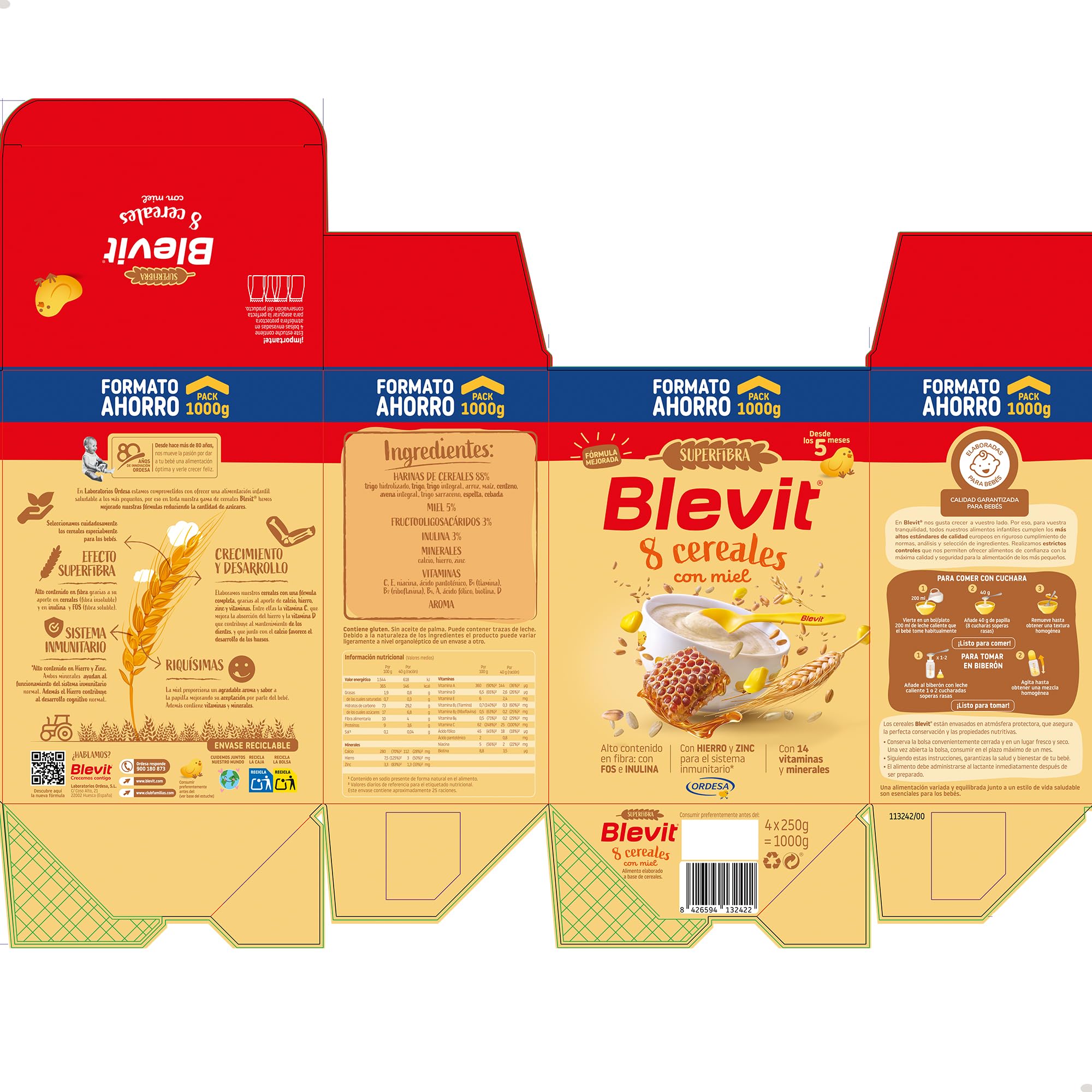 Blevit Superfibra 8 Cereales con Miel 1kg Papilla para Bebé desde 5 Meses