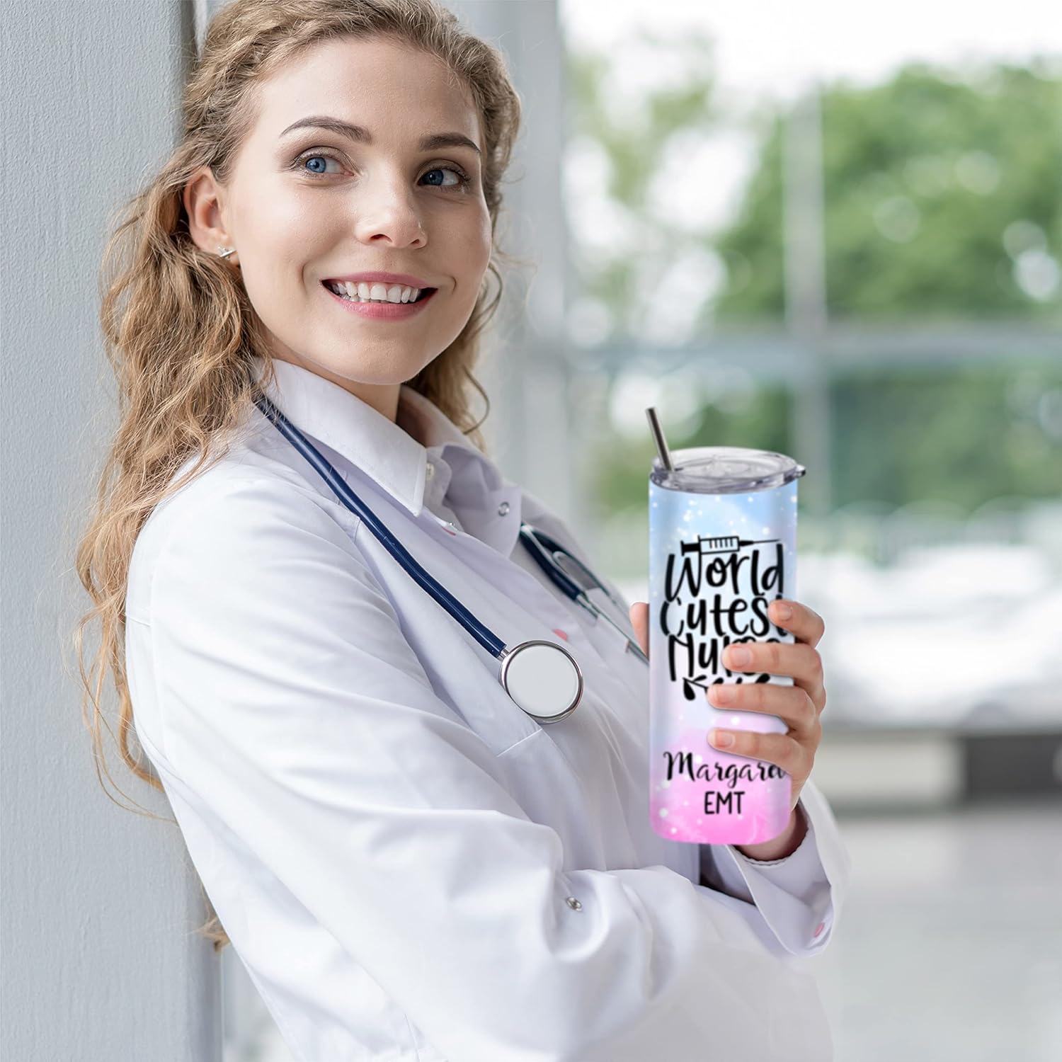 Personalized 20 oz Nurse Tumbler with Straw Lid, 10 Designs & 25 Colors, Custom Nurse Appreciation & Graduation Gift Set - Image 6