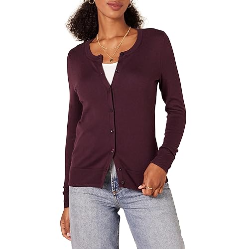 Amazon Essentials Women's Lightweight Crewneck Cardigan Sweater (Available in Plus