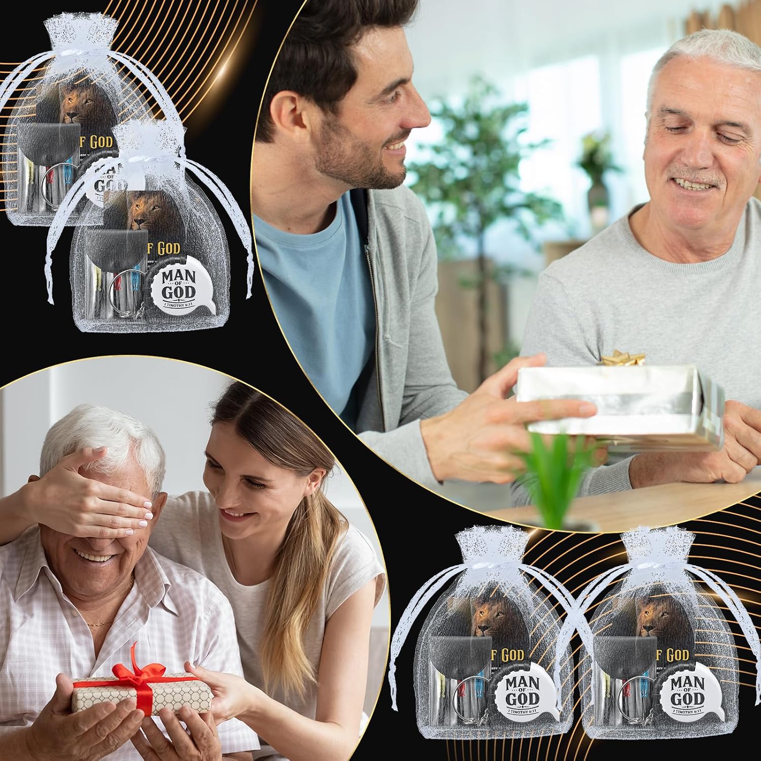 15 Sets Man of God Father's Day Christian Gifts Bulk Mini Screwdriver Keychain Retractable Tape Measure Keychains Mini Screwdrivers in Pouch with Bible Verse Card for Men Father Church Gifts