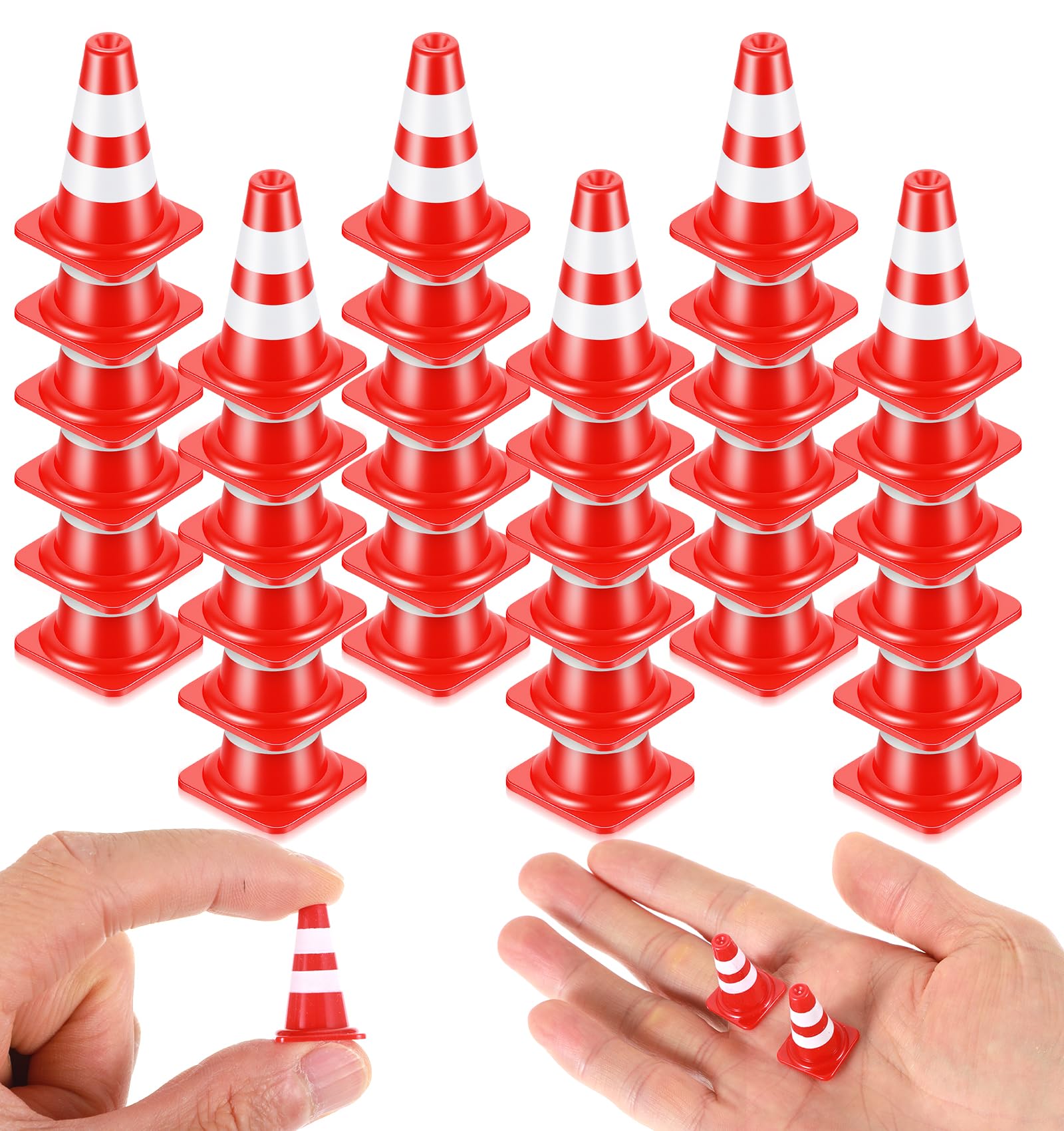 ValueBargain 30 PCS Mini Cones, 1 Inch Abs Plastic Mini Traffic Cones for Micro Landscape & Sand Table, 1.13g Lightweight Construction Caution Signs (Red)