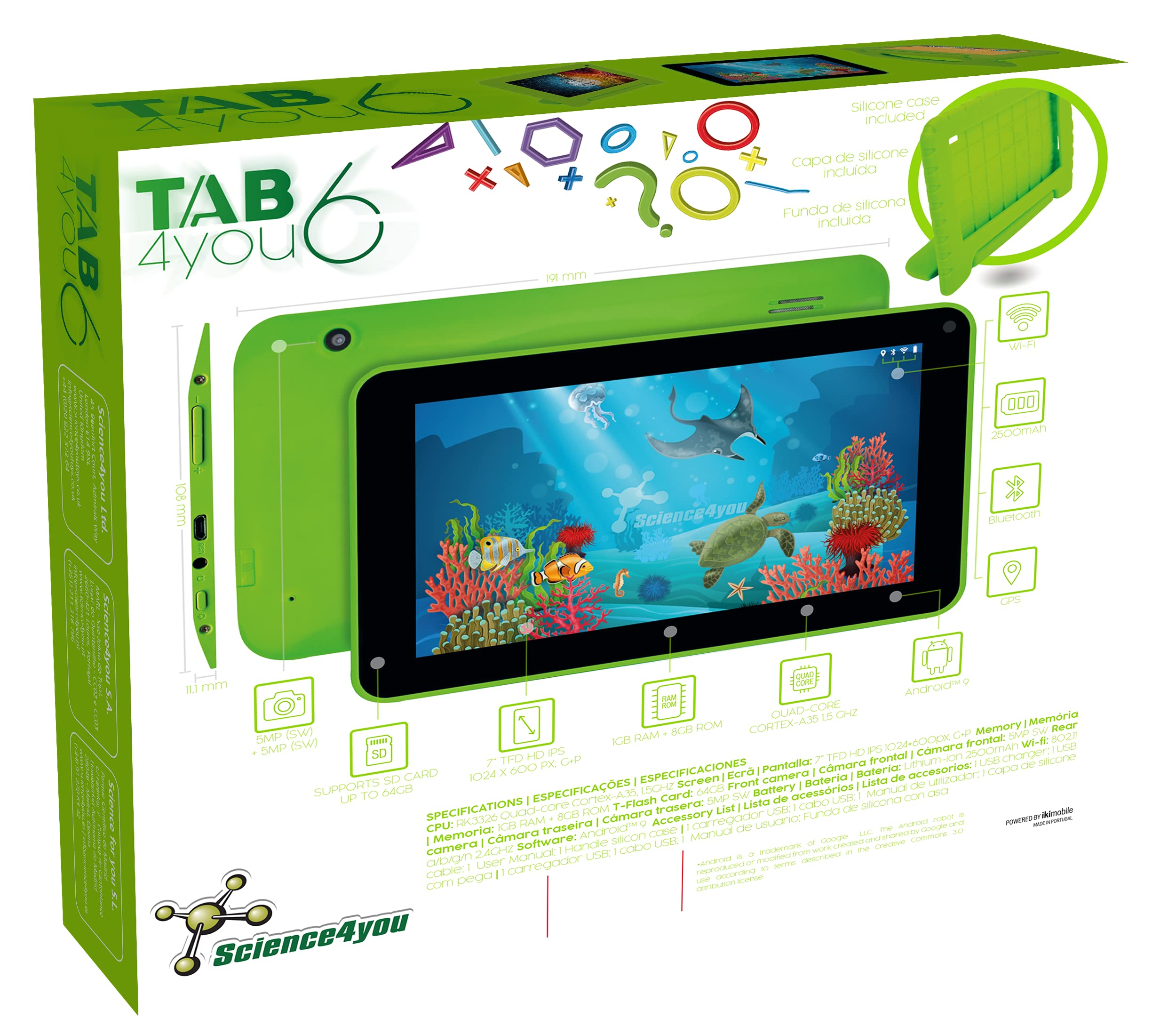 Science4you-Science4you-Tab4you 6 8 Tablet Android z Cámera HD dla dzieci, elektroniczna i edukacyjna gra dla chłopców i dziewcząt 8-14 lat, 9000838