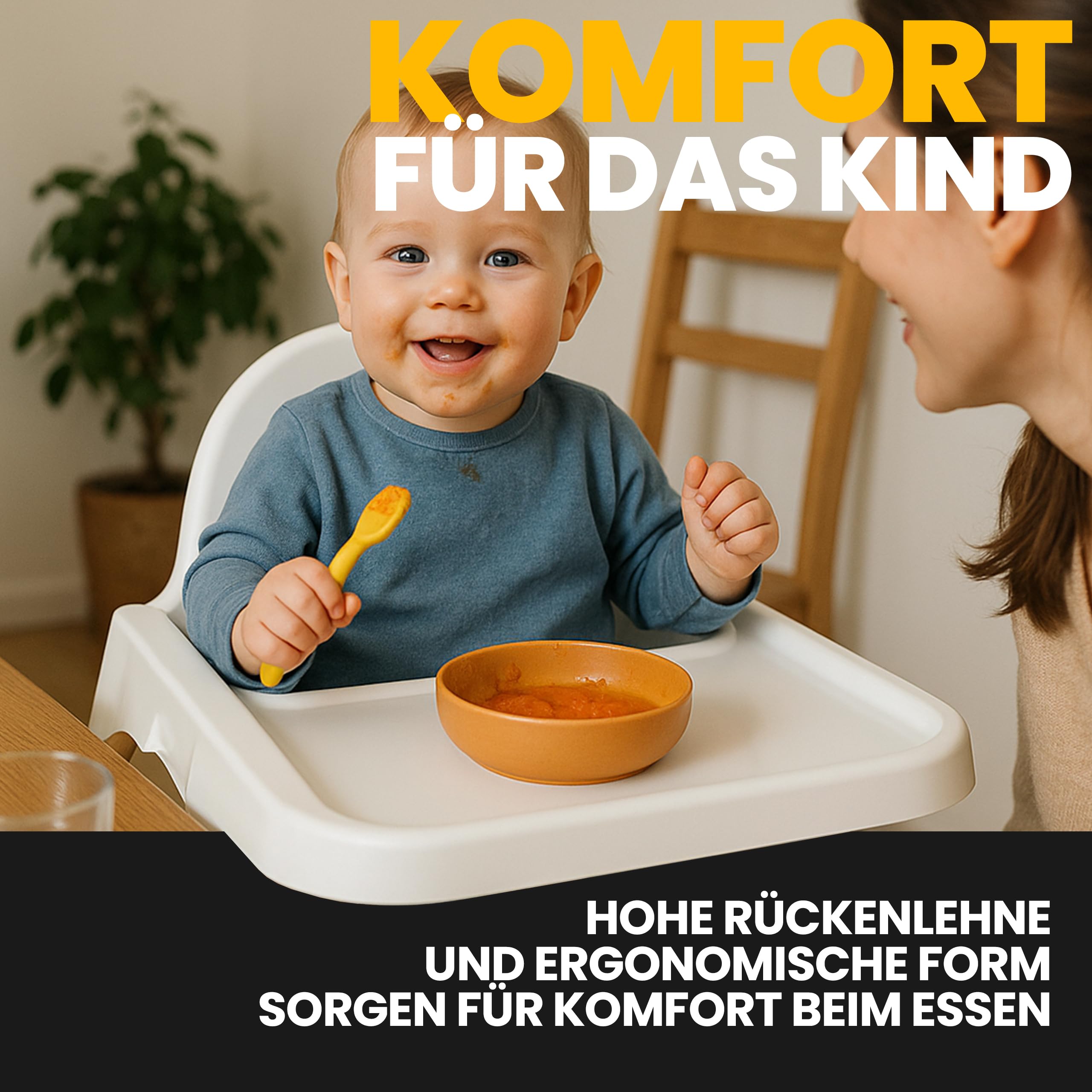 Retoo Kinderhochstuhl mit Tablett 94cm Fütterungsstuhl ab 6 Monaten bis 3 Jahre