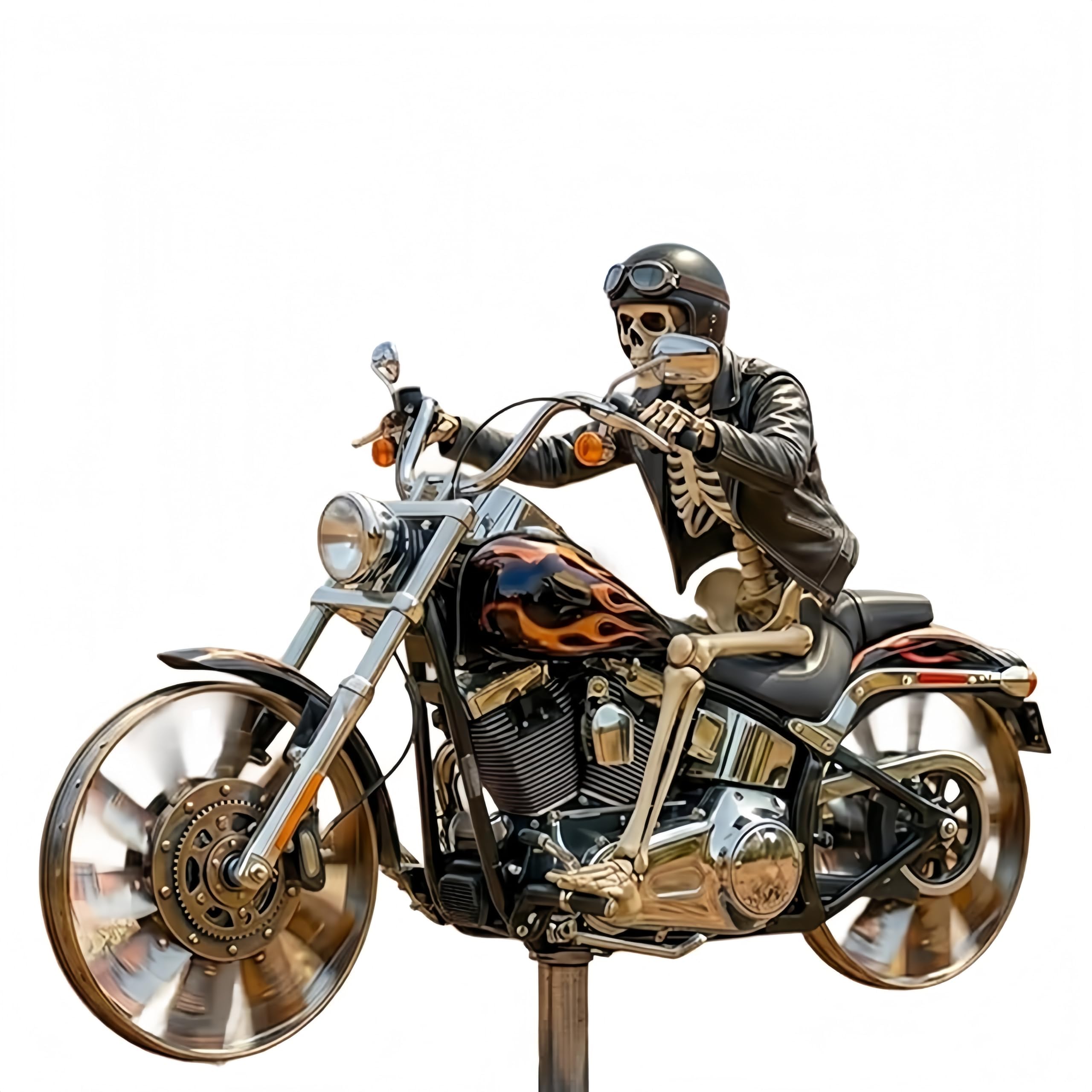 Skeleton Motorcycle Wind Spinner, Metal Biker Skull Wind Spinners for Garden on Stake with Rotating Wheels, Outdoor Sculptures Ornament Windmills for Garden Patio Yard Friends Motorcycle Lovers