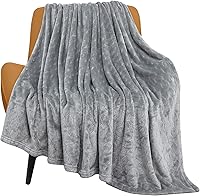 TOONOW Super Soft Fleece Throw Blanket 50x60 - Lightweight Fuzzy Textured Flannel Plush Warm Cozy for Couch Sofa Bed, Light Grey